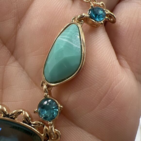 Napier Women's Blue Multi Shape Gem Necklace Gold-Tone Adjustable Length Nwt - Picture 7 of 7